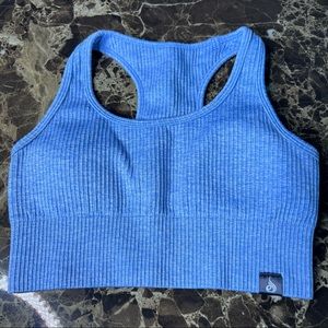 RIB SEAMLESS SPORTS BRA - LIGHT BLUE